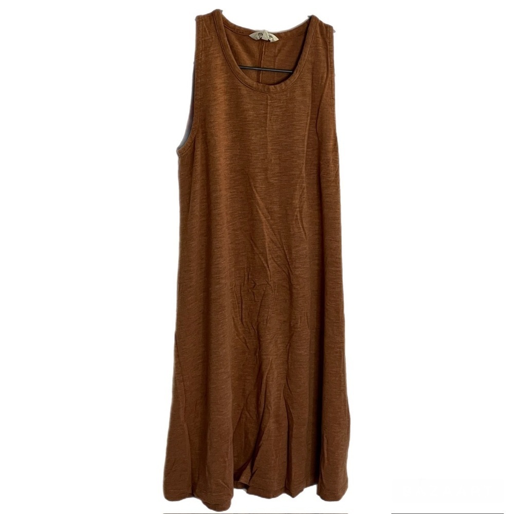 Madewell Rust Orange Slub Cotton Relaxed Sleeveless Crew Neck Mini Tank Dress